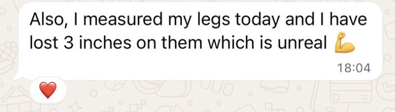 WhatsApp message from a coaching client