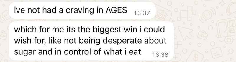 WhatsApp message from a coaching client