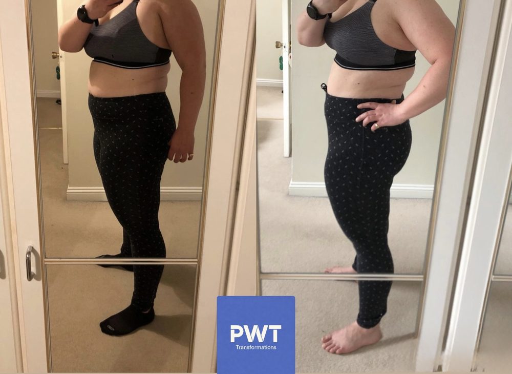 Before and after photos of a coaching client