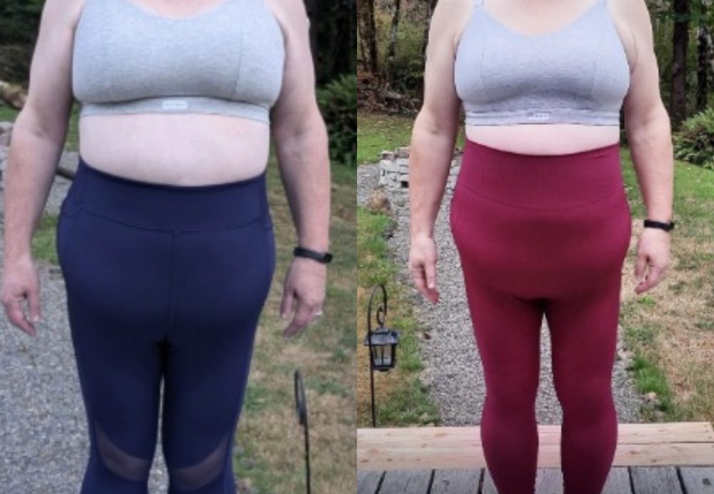 Before and after photos of a coaching client