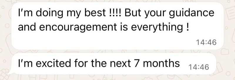 WhatsApp message from a coaching client