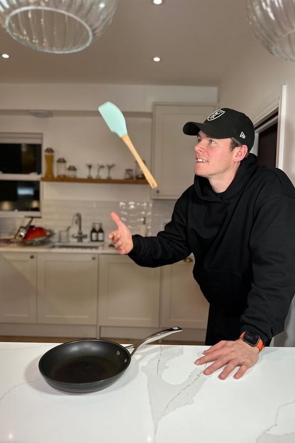 Paddy cooking in his kitchen