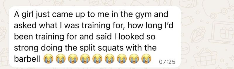 WhatsApp message from a coaching client