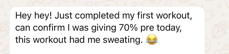 WhatsApp message from a coaching client
