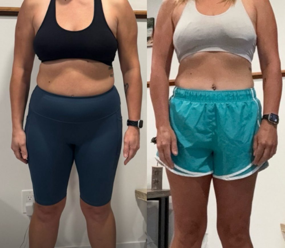 Before and after photos of a coaching client