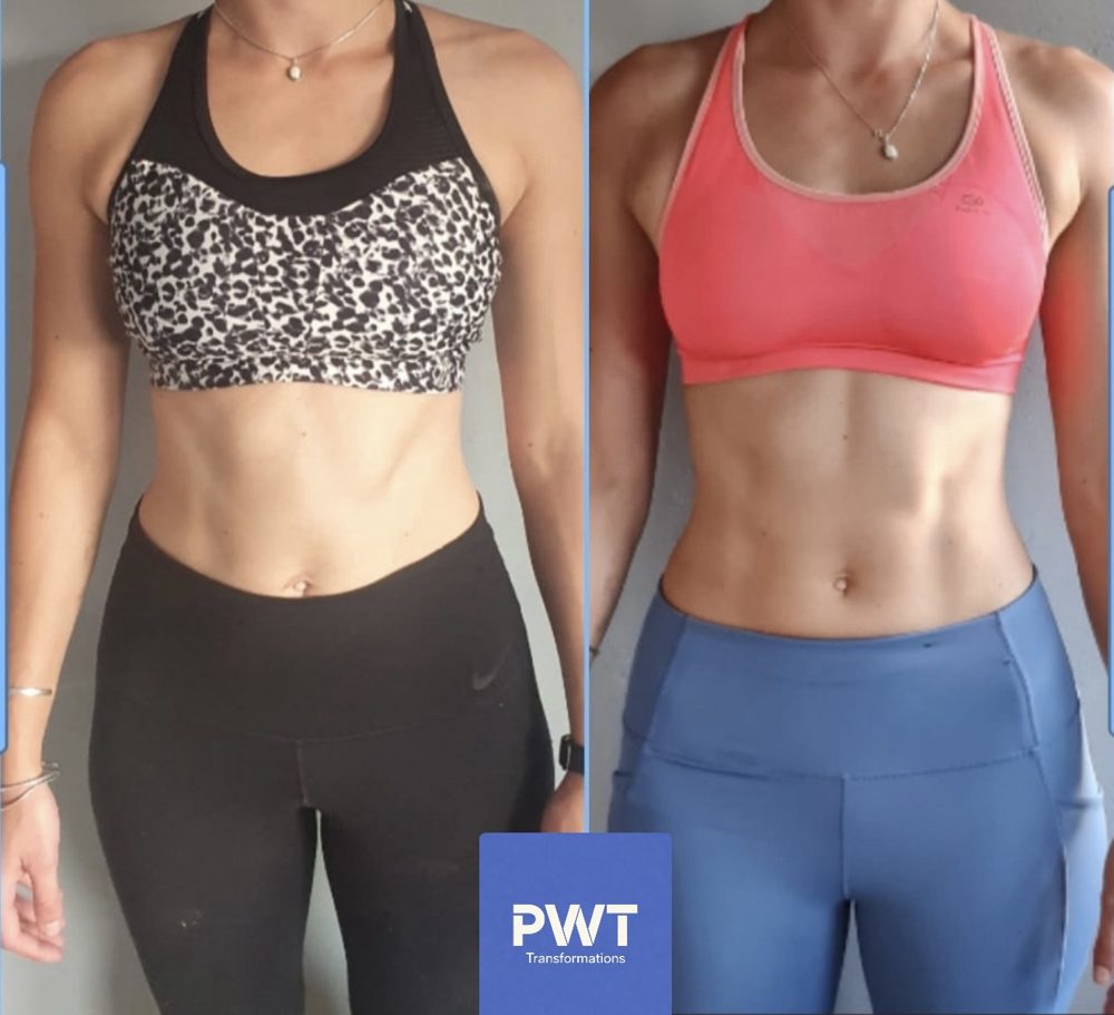 Before and after photos of a coaching client