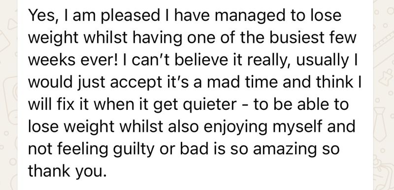 WhatsApp message from a coaching client