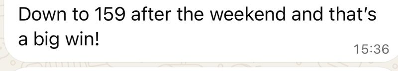 WhatsApp message from a coaching client