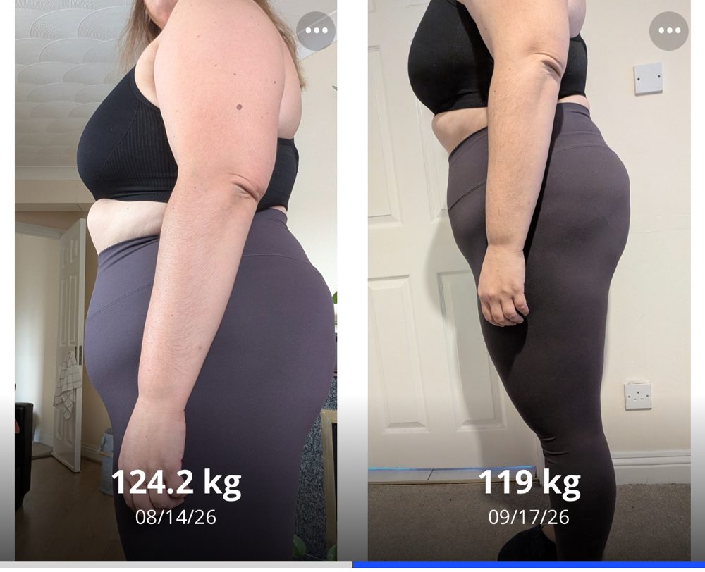Before and after photos of a coaching client