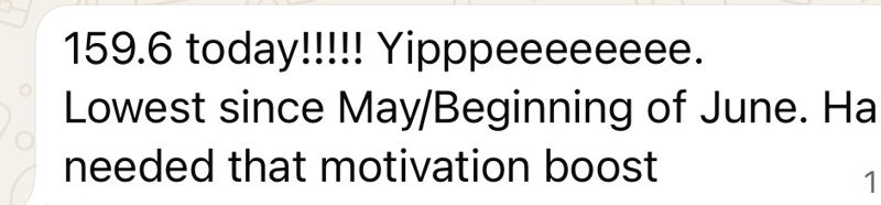 WhatsApp message from a coaching client