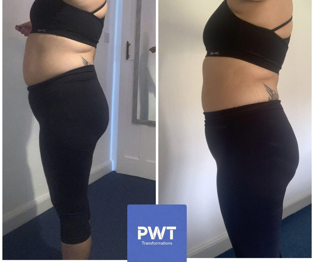 Before and after photos of a coaching client