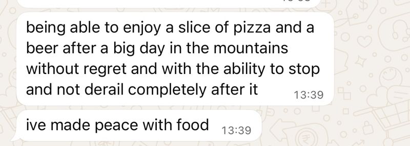 WhatsApp message from a coaching client